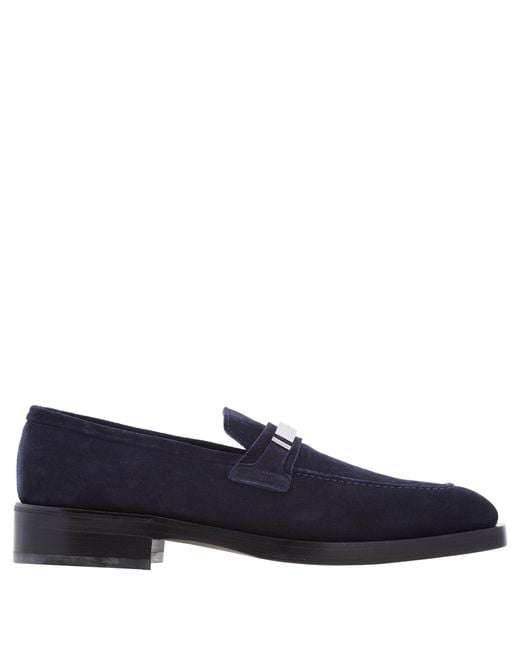 Ferragamo Blue Danny Ornament Suede Loafers for men