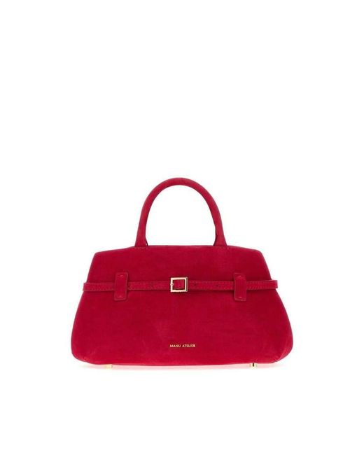 MANU Atelier Red Suede Le Cambon 25 Handbag Borse A Mano