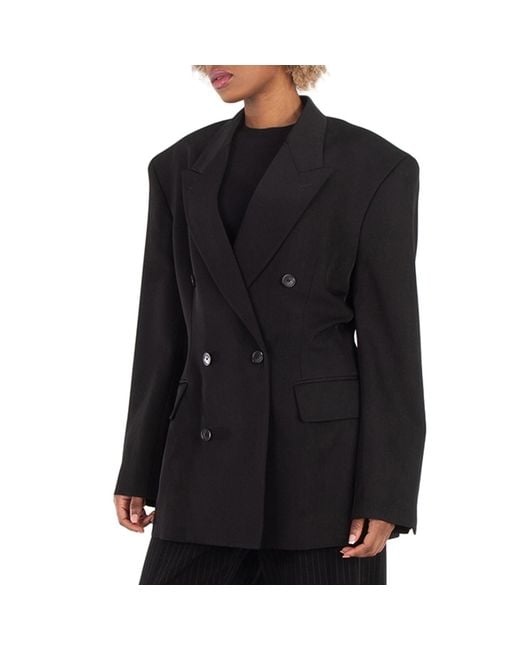 Balenciaga Black Double-Breasted Cinched Wool Blazer, Brand Size 34 (Us