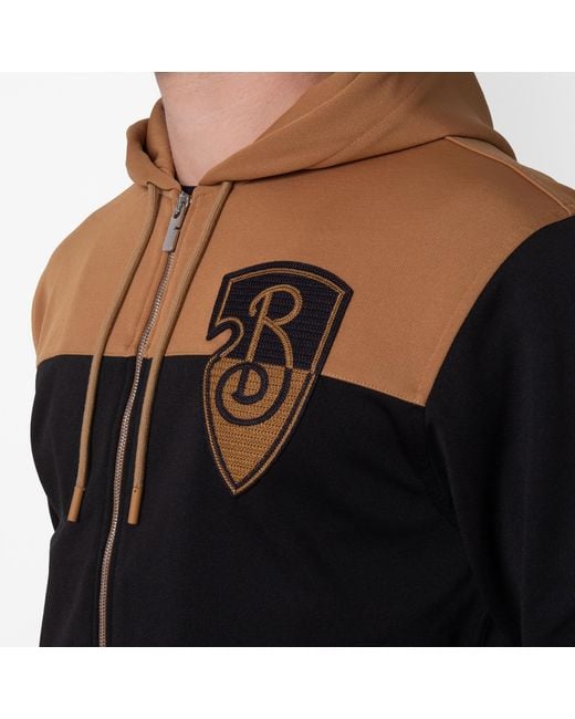 Burberry Black Logo Patch Front Zip Hoodie for men