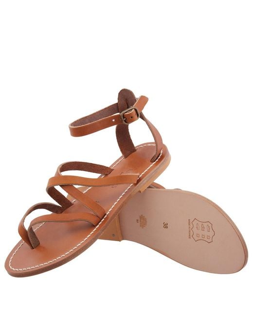 K. Jacques Brown Ladies Epicure Flat Leather Sandals, Brand Size 37 (Us