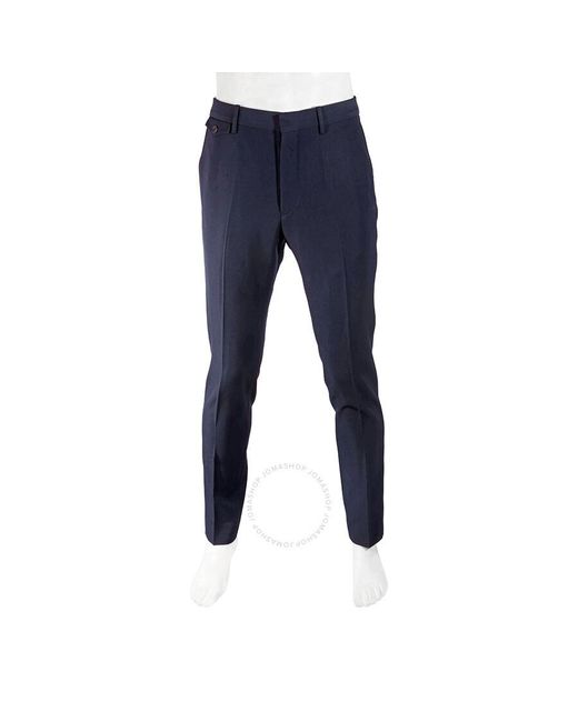 Burberry Blue Wool Twill Tailored Trousers for men