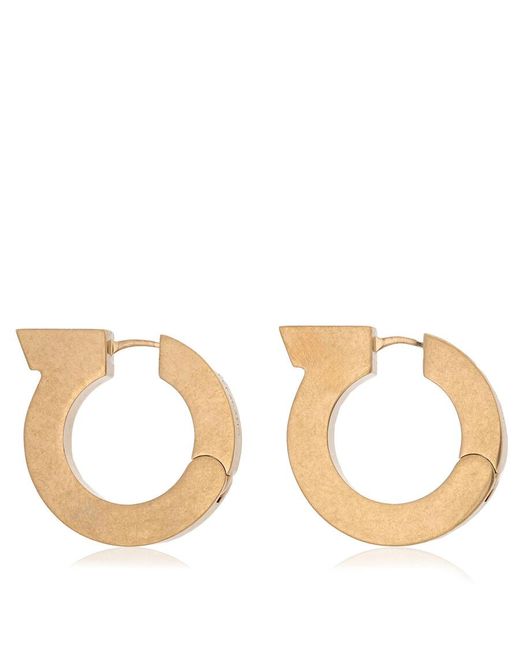Ferragamo Metallic Gancini Logo-Engraved Earrings