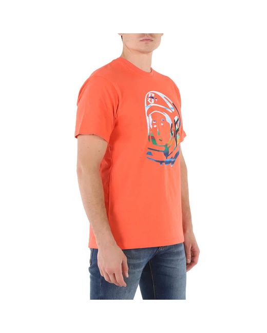 BBCICECREAM Orange Billionaire Boys Bb Helmet Print Short-sleeve T-shirt for men