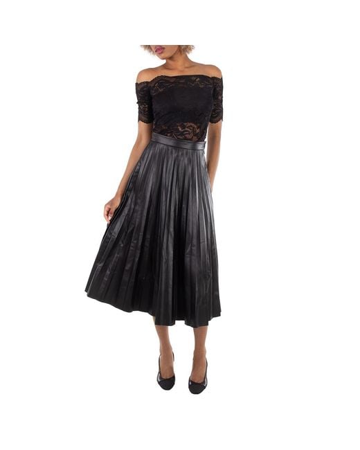 MM6 by Maison Margiela Black Pleated Midi Skirt