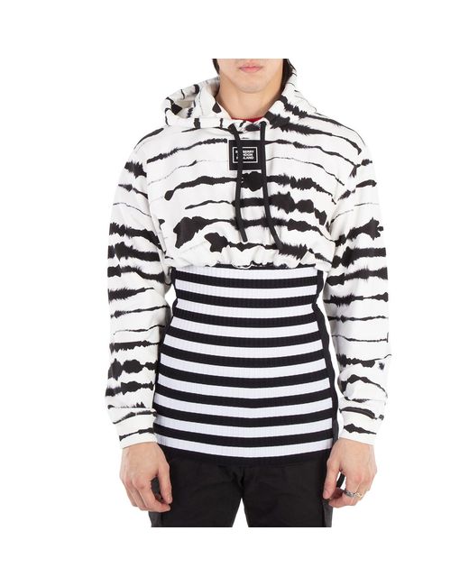 Burberry White Watercolour Print Reconstructed Cotton Hoodie for men