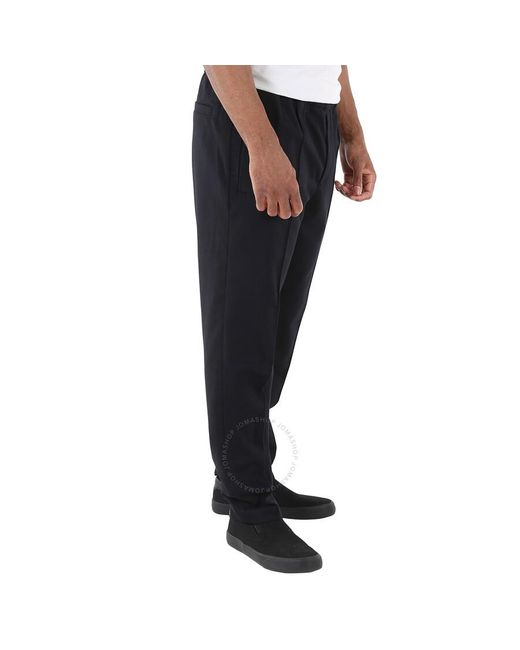 Moncler Blue Elastic-waist Flannel Trousers for men