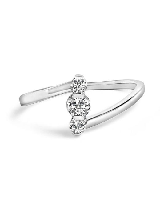 Haus of Brilliance White 10K 1/4 Cttw Lab Grown Diamond Vertical Three Stone Ring