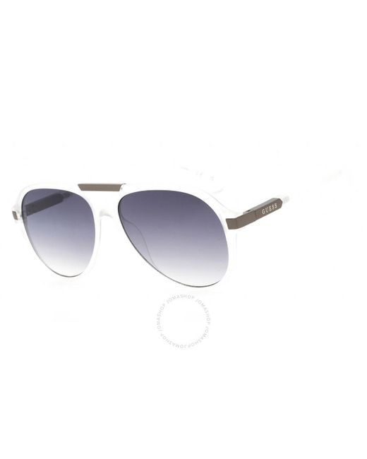 Guess Factory Blue Smoke Gradient Pilot Sunglasses Gf0237 27b 57 for men