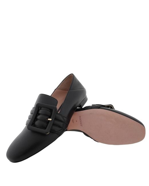 Bally Black Janelle Buckle Leather Loafers, Brand Size 35. Us