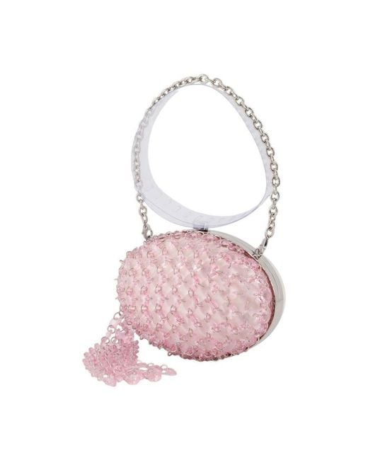 Self-Portrait Pink Self-Portrait Crystal-Embellished Clutch
