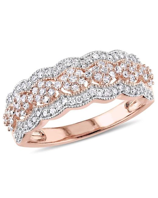 Amour Pink 1/2 Ct Tw Diamond Milgrain Vintage Flower Ring