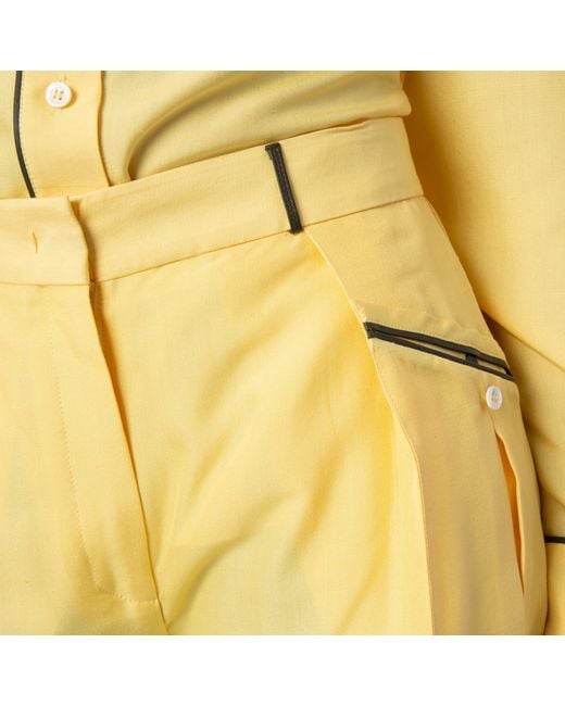 Bally Yellow Silk Wide-Leg Tailored Trousers, Brand Size 38 Us
