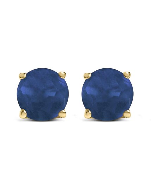 Haus of Brilliance Blue 14K 5X5Mm Round Sapphire Solitaire Stud Earrings