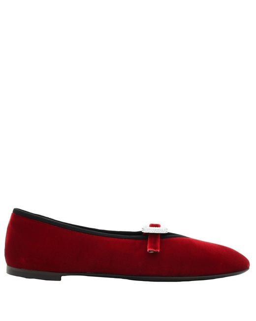 Giuseppe Zanotti Red Georgia Buckle Mary Jane Ballet Flats