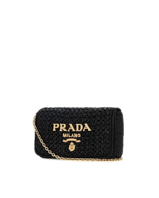 Prada Black Raffia Crossbody Bag