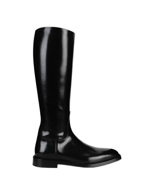 Ferragamo Black Fluid Leather Riding Boots for men