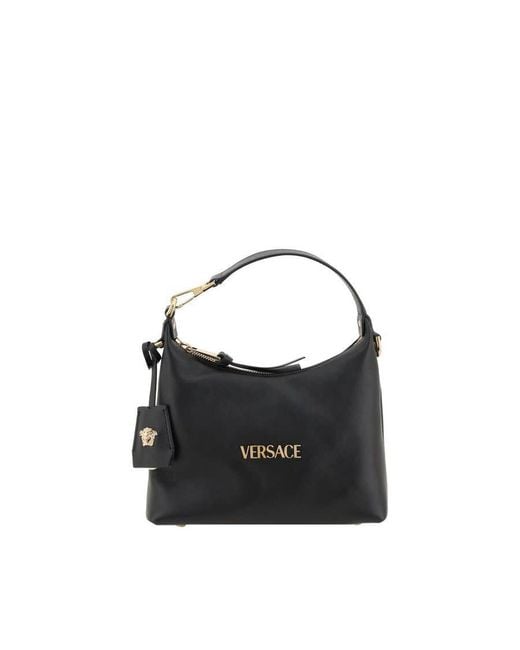 Versace Black Calf Leather Hobo Bag