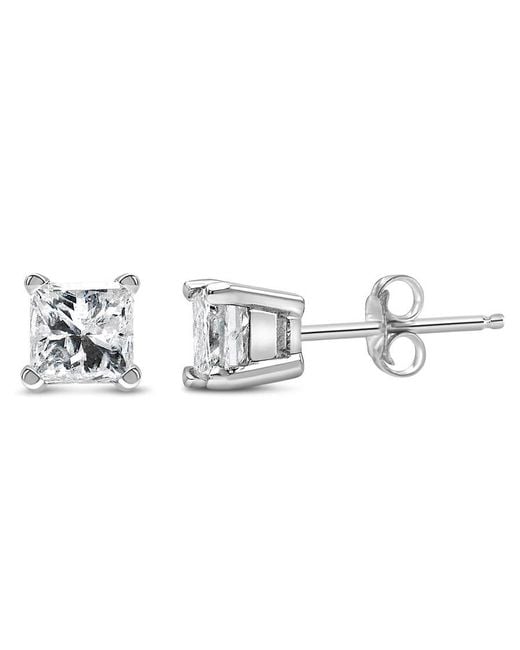 Haus of Brilliance Metallic 14K 1/4 Cttw Princess Cut Lab Grown Diamond Solitaire Stud Earrings (F-G, Vs2-Si1)