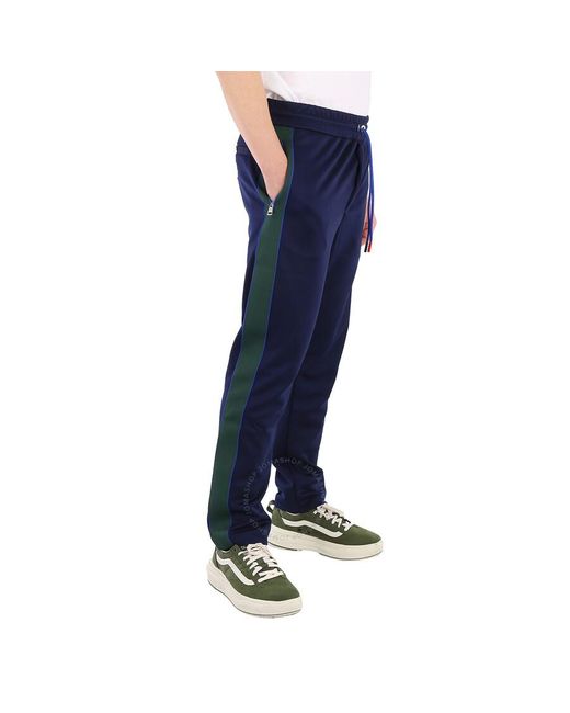 Moncler Blue Navy Striped Drawstring Sweatpants for men