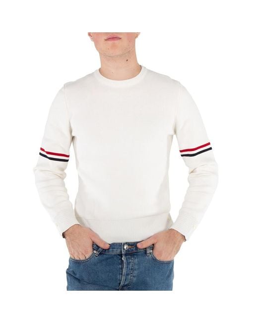 Thom Browne Blue Cotton Stripe Milano Sweater for men