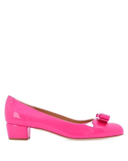 Ferragamo Pink Salvatore Ladies Hot Vara Bow Pump Shoe, Size 6