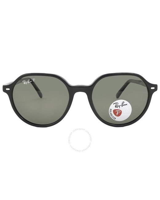 Ray-Ban Brown Thalia Polarized Green Square Sunglasses Rb2195 901/58 51