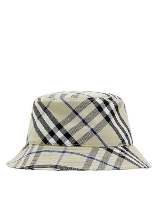 Burberry Gray Ekd Embroidered Check Bucket Hat for men