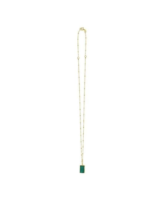 Tresorra Metallic 14K Malachite Geometric Gem Rectangle Pendant Necklace