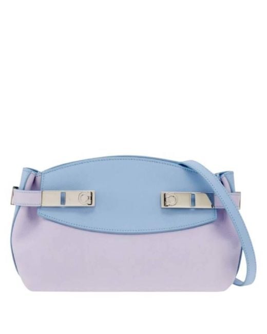 Ferragamo Blue Hug Leather Clutch Bag