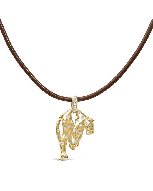 Haus of Brilliance Metallic 18K 1.00 Cttw Diamond Cat And Bail Pendant Necklace Collar With Matte Finish for men
