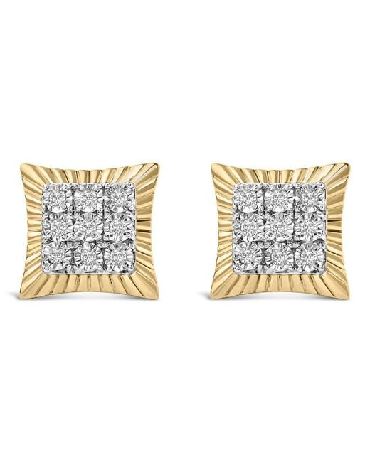 Haus of Brilliance Metallic 10K Plated .925 Sterling 1/4 Cttw Diamond Textured Halo Stud Earrings