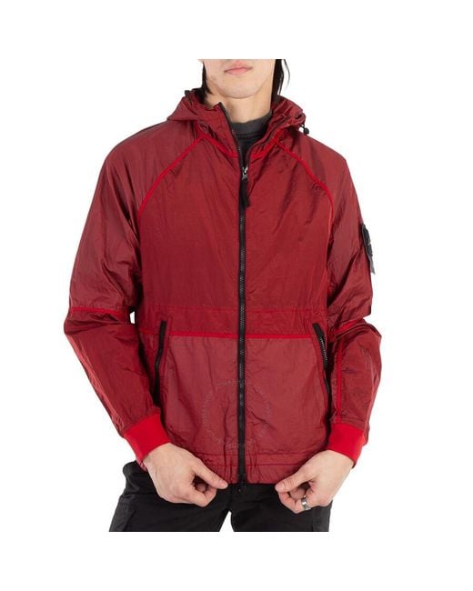 Stone Island Red Lightweight Hooded Jacket for men