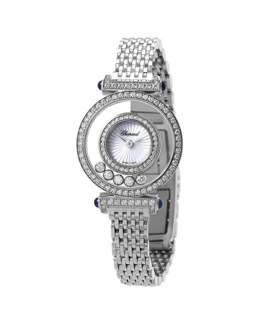 Chopard Metallic Happy Diamonds 18kt White Gold Quartz Silver Dial Watch -1501