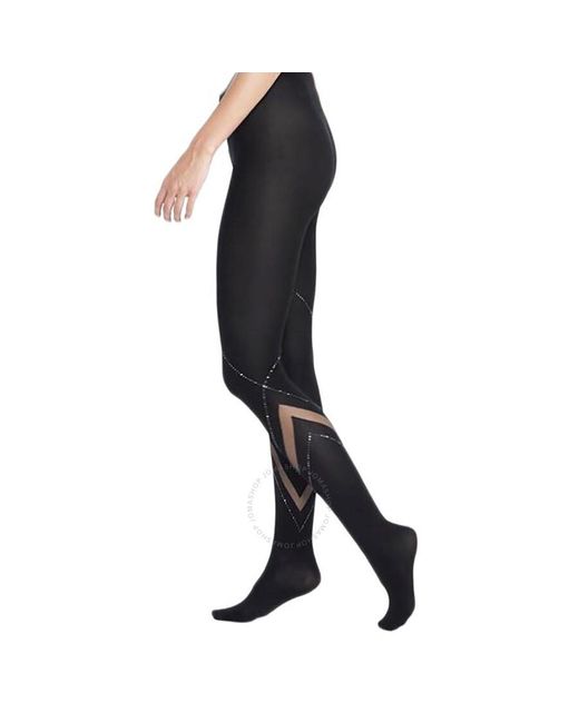 Wolford Black /hematite Avery Opaque And Sheer Tights