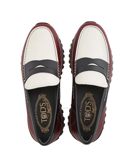 Tod's Red Colorblock Leather Chunky Loafers for men