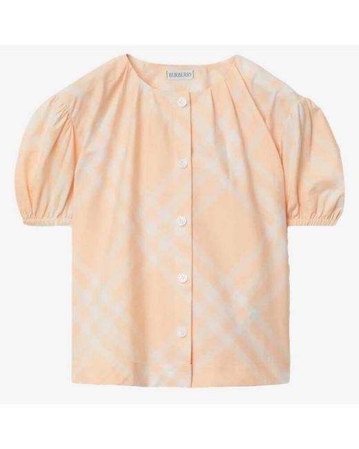 Burberry Natural Toddler Sheryl Check Cotton Blouse
