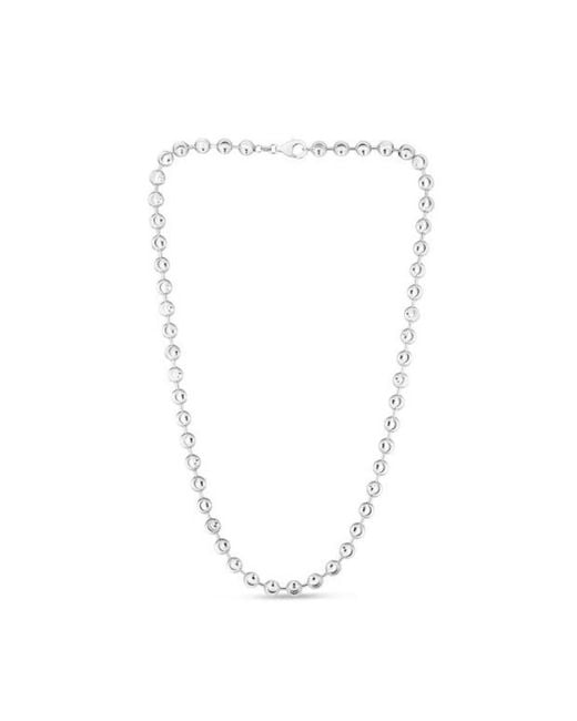Tresorra Metallic Sterling Moon-Cut Bead Chain Necklace