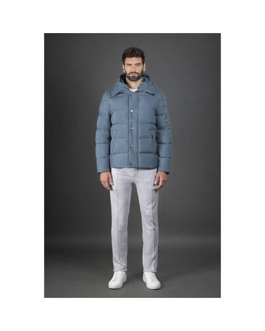 Moorer Blue Quilted Puffer Jacket for men