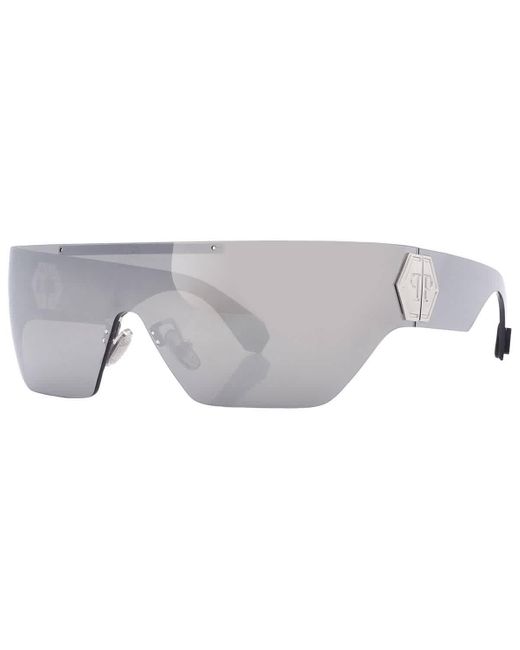 Philipp Plein Gray Silver Mirror Shield Sunglasses Spp029m 579x 99