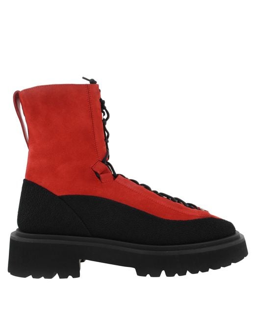 Ferragamo Red Ferragamo Atlante Hybrid Combat Boots, Size 9 for men