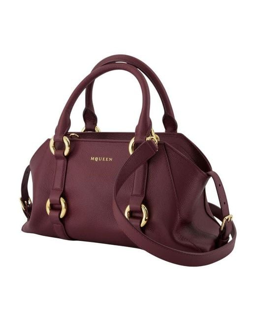 McQueen Purple Farringdon Top Handle Bag Burgundy