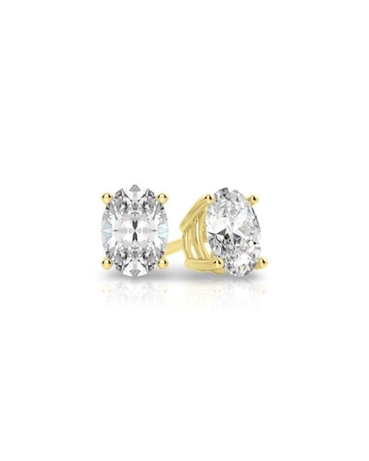 Tresorra White 14K Oval Cut Earth Mined Diamond Stud Earrings