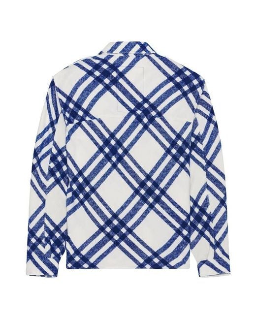 Burberry Blue Check Pattern Buttoned Up Shirt for men