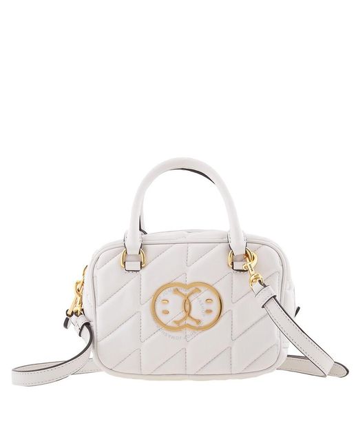 Moschino White Leather Smiley Shoulder Bag