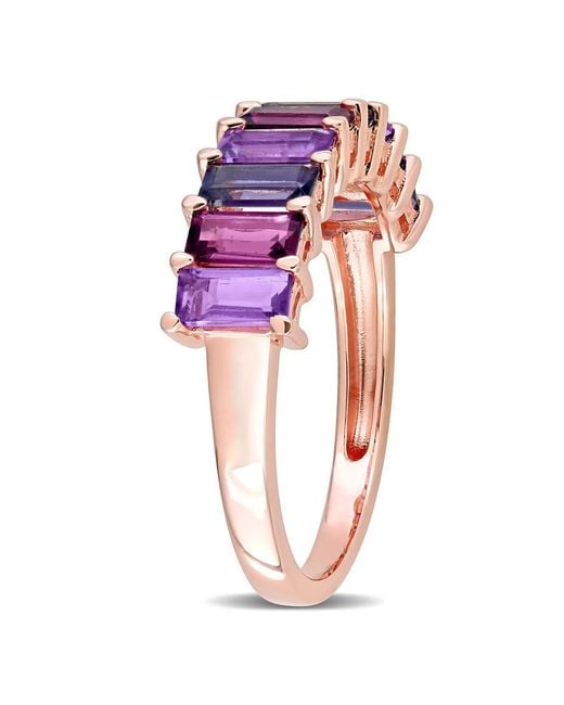 Amour Purple 2 1/ Ct Tgw Baguette Amethyst-Brazil Rhodolite And Iolite Semi-Eternity Ring