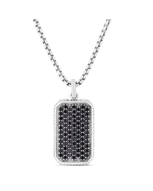 Tresorra White Sterling Spinel Tag Pendant Necklace