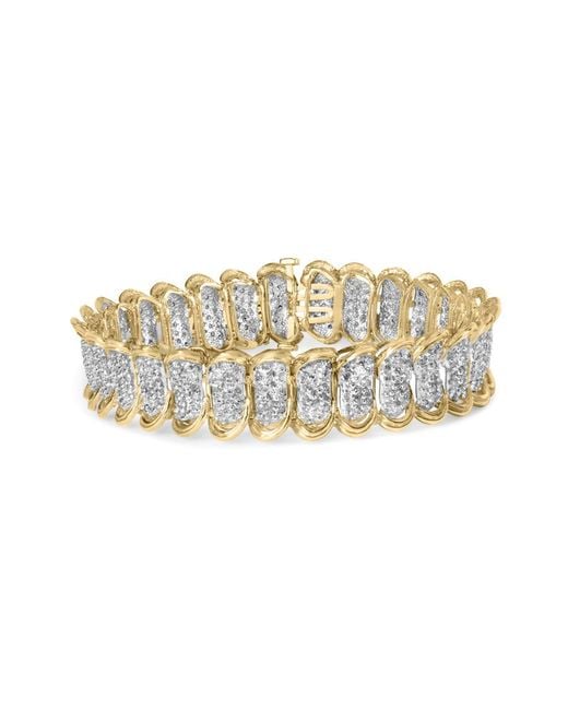 Haus of Brilliance Metallic 10K 4.00 Cttw Pave Diamond Classic Link 7" Bracelet (I-J Color, I2-I3 Clarity)