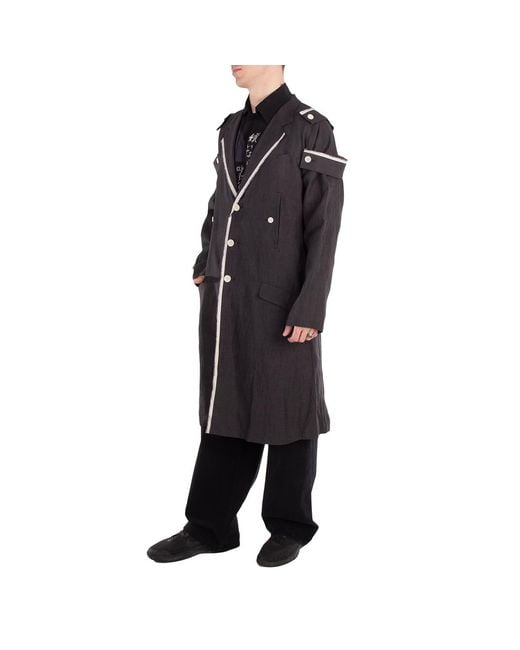 Yohji Yamamoto Black Hemp Cloth K-Shoulder Epaulet Long J, Brand Size 1 for men