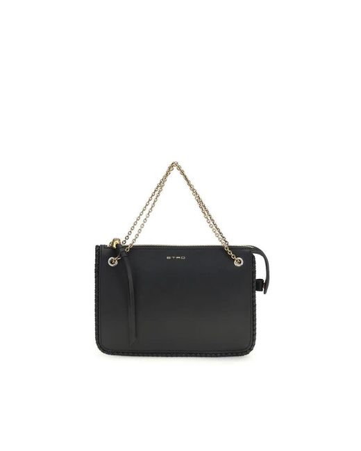 Etro Black Calf Leather Clutch